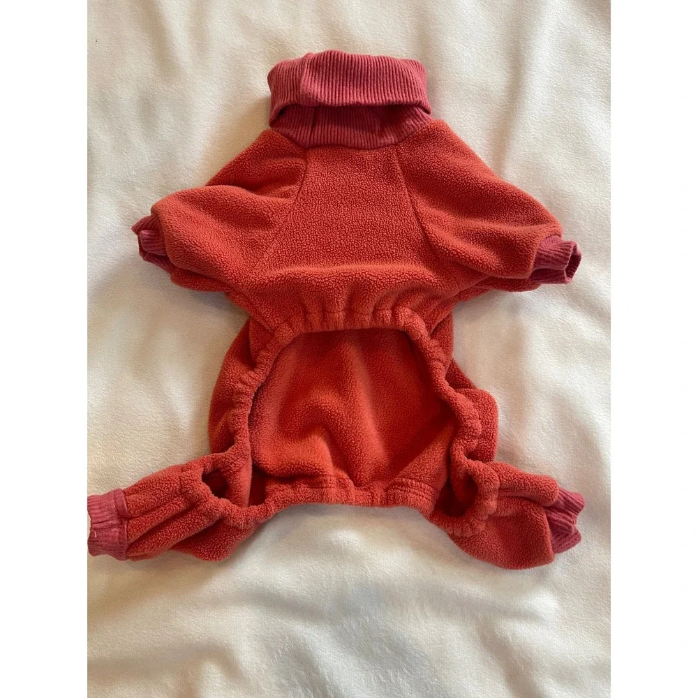 Fitwarm Dog Pajamas Burnt Orange Fleece Smile Turtleneck Pet Jumpsuit XSmall